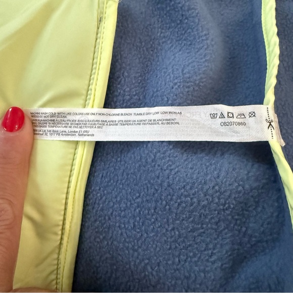 Free People In The Zone Zip Up Fleece Jacket Skyline/ Sour Citrus Size Large - Picture 10 of 11